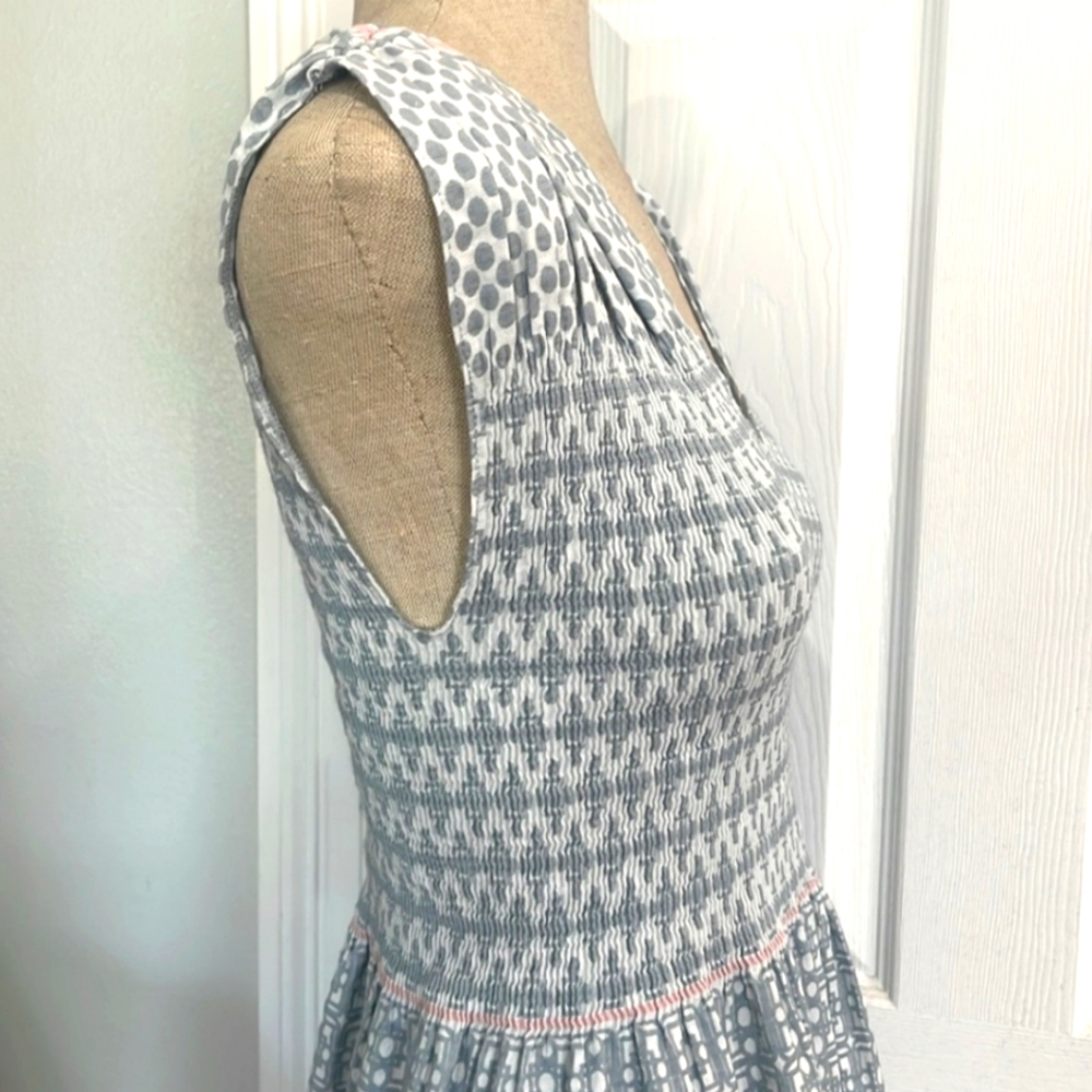 NWOT Smoked Summer Dress gray white Cap sleeve Medium Womens Medium - Picture 2 of 5